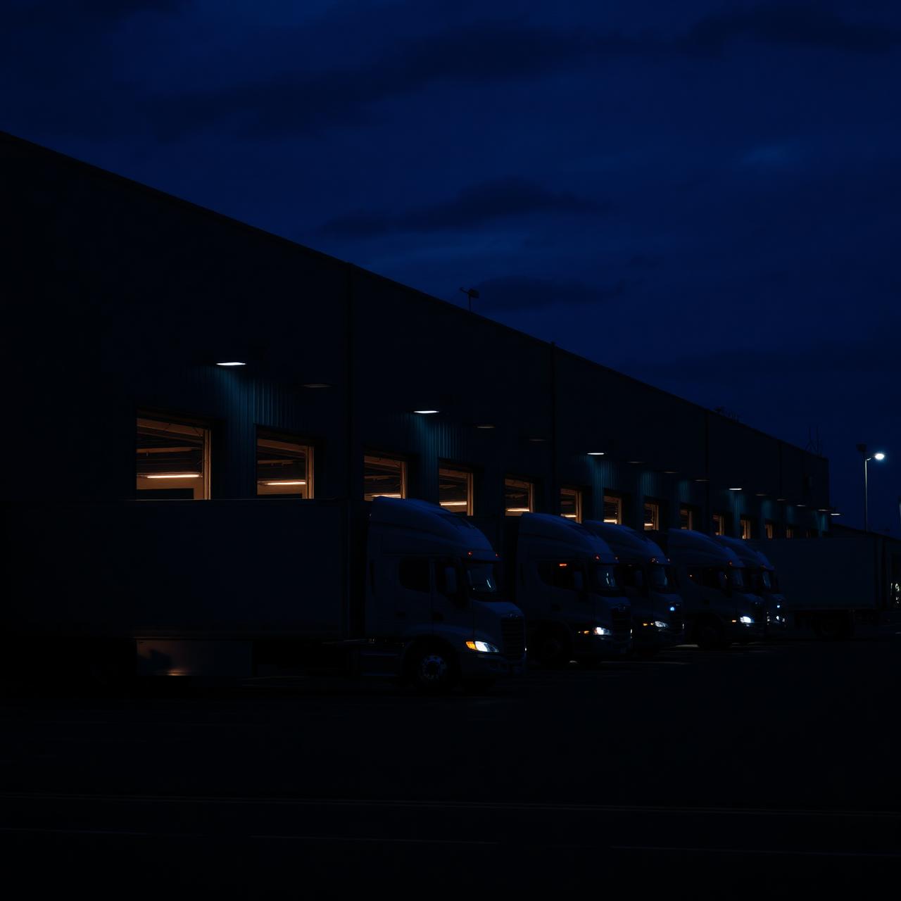 Quai logistique de nuit — opérations transport